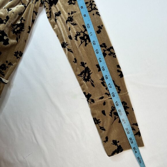 Vintage Isabella Bird Velvet Floral Maxi Wrap Dress Tan Black Small - Picture 13 of 16